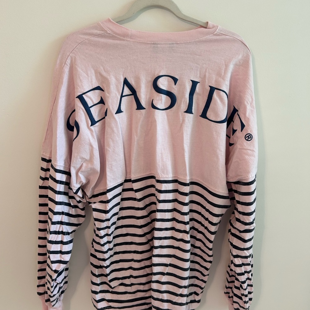 Pink and Navy Striped Long Sleeve Tee
